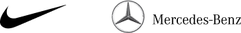 Logos de las marcas NIKE y Mercedes Benz.